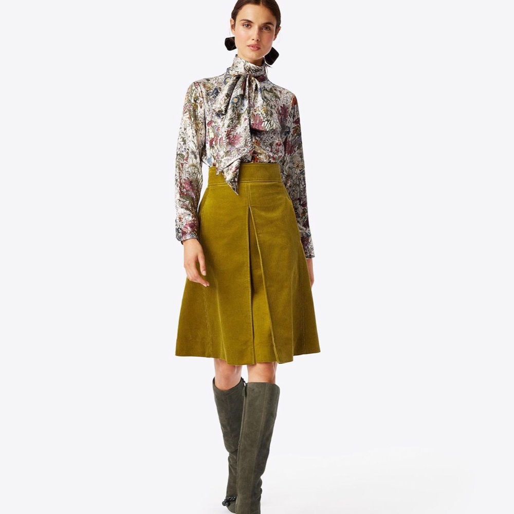 Tory Burch Sz 6 Vanessa Bow Blouse Metalic Floral